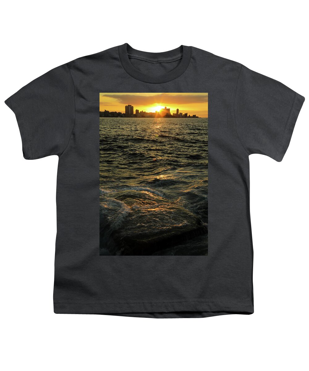 Cuba Youth T-Shirt featuring the photograph Sunset in Havana by Mary Buck