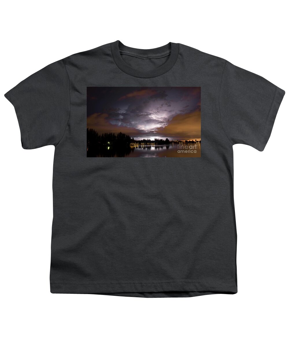 Lightning Youth T-Shirt featuring the photograph Sunsplash Nights by Quinn Sedam