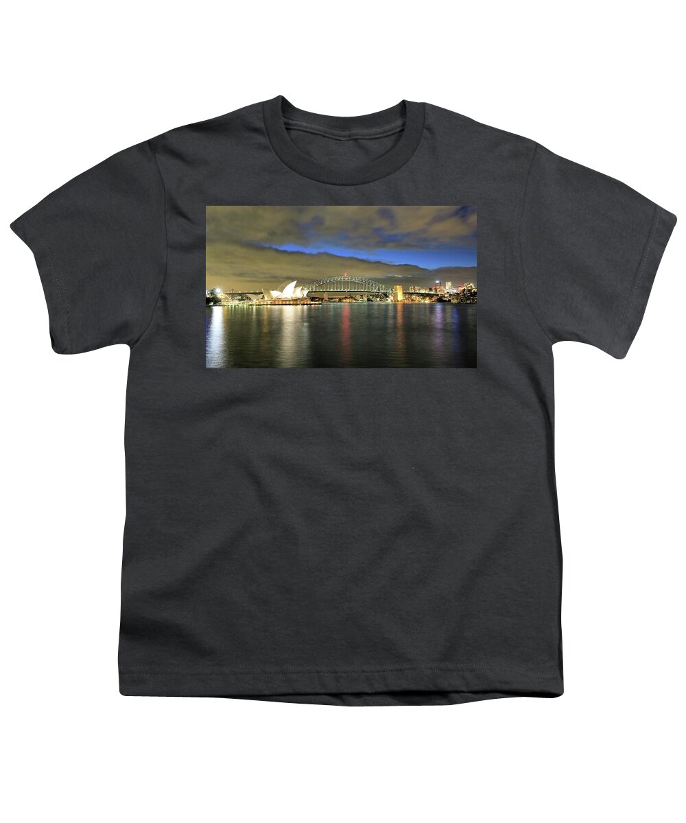 Photosbymch Youth T-Shirt featuring the photograph Sydney Harbor at Blue Hour by M C Hood