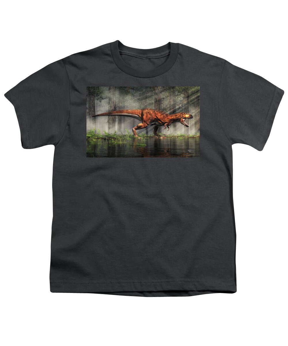 Tyrannosaurus Youth T-Shirt featuring the digital art T-Rex by Daniel Eskridge
