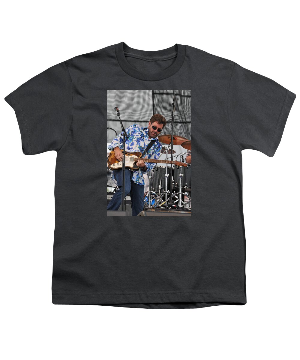 Tab Youth T-Shirt featuring the photograph Tab Benoit plays his 1972 Fender Telecaster Thinline Guitar by Ginger Wakem