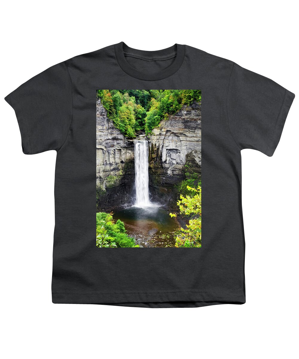 Waterfall Youth T-Shirt featuring the photograph Taughannock Falls View from the Top by Christina Rollo