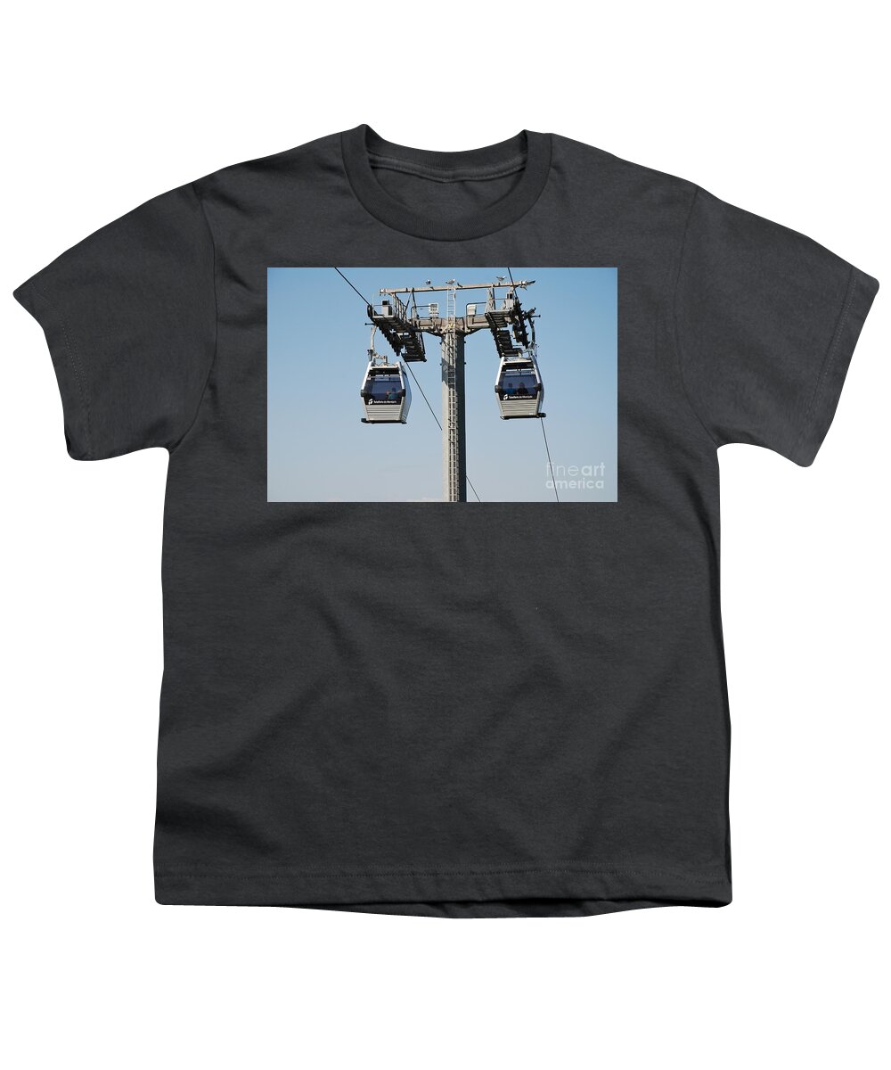 Teleferic Youth T-Shirt featuring the photograph Teleferic cable cars in Barcelona by David Fowler