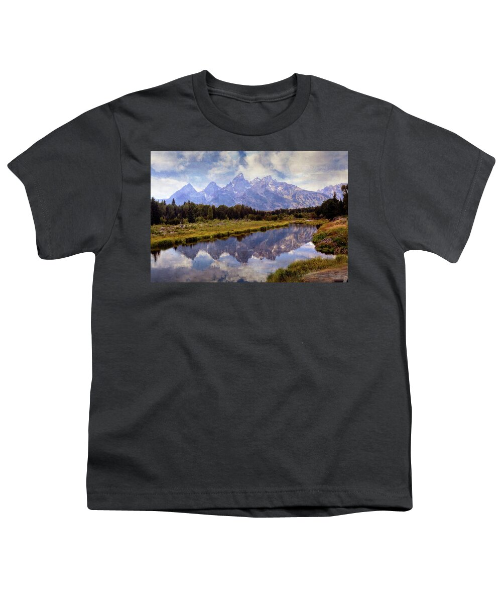 Grand Teton National Park Youth T-Shirt featuring the photograph Tetons At The Landing 1 by Marty Koch