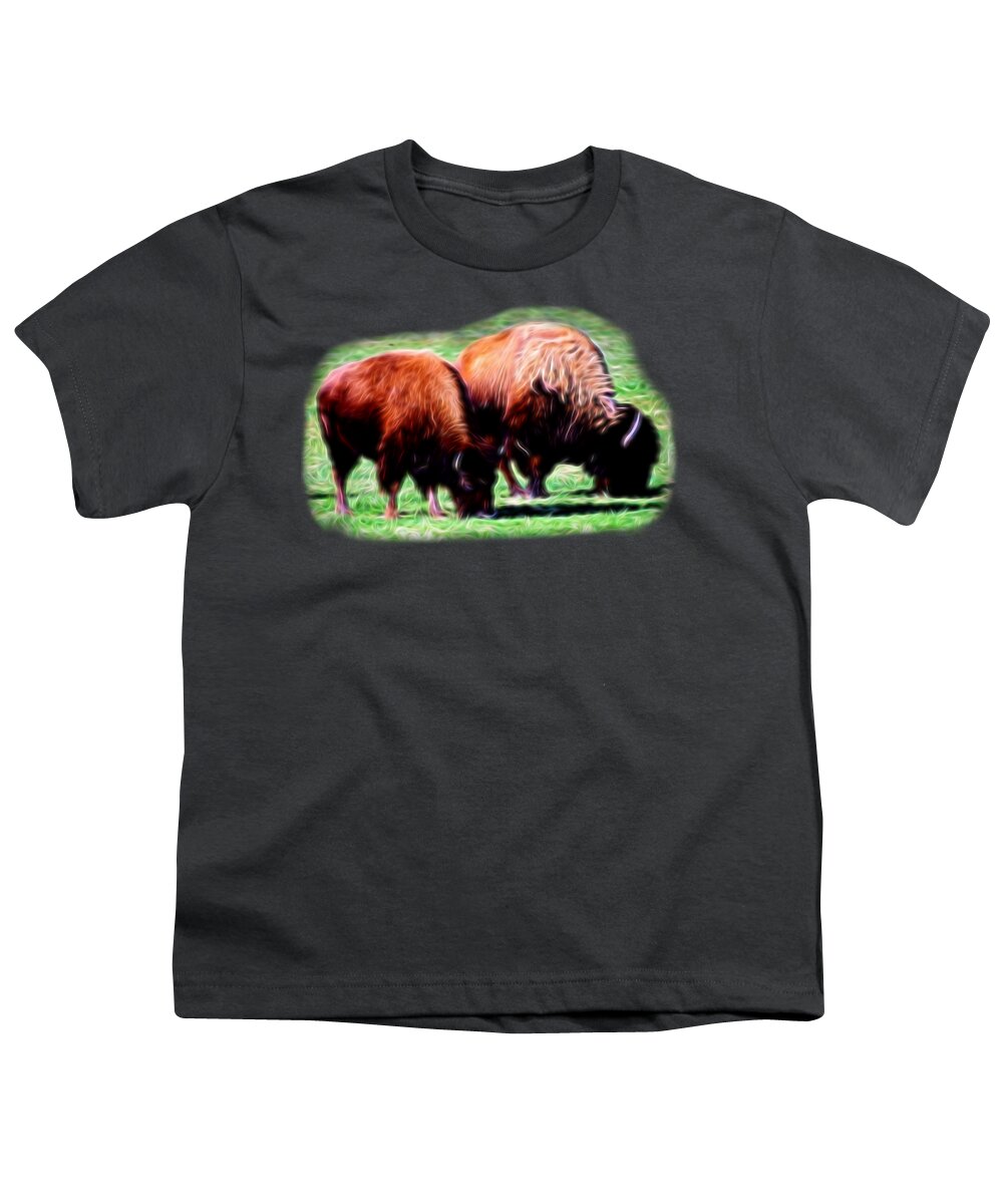 Fabric Design Youth T-Shirt featuring the photograph Texas Bison by Linda Phelps