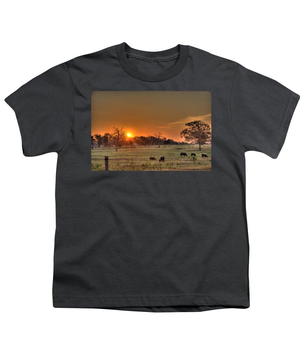 Texas Cattle Ranch Youth T-Shirt featuring the photograph Texas Sunrise by Barry Jones