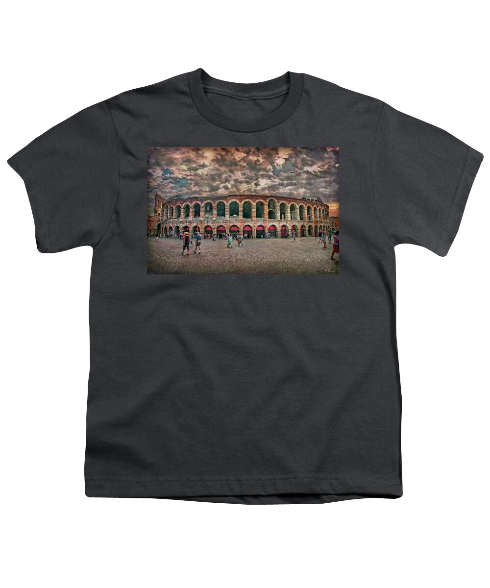 Verona Youth T-Shirt featuring the photograph The Arena by Hanny Heim