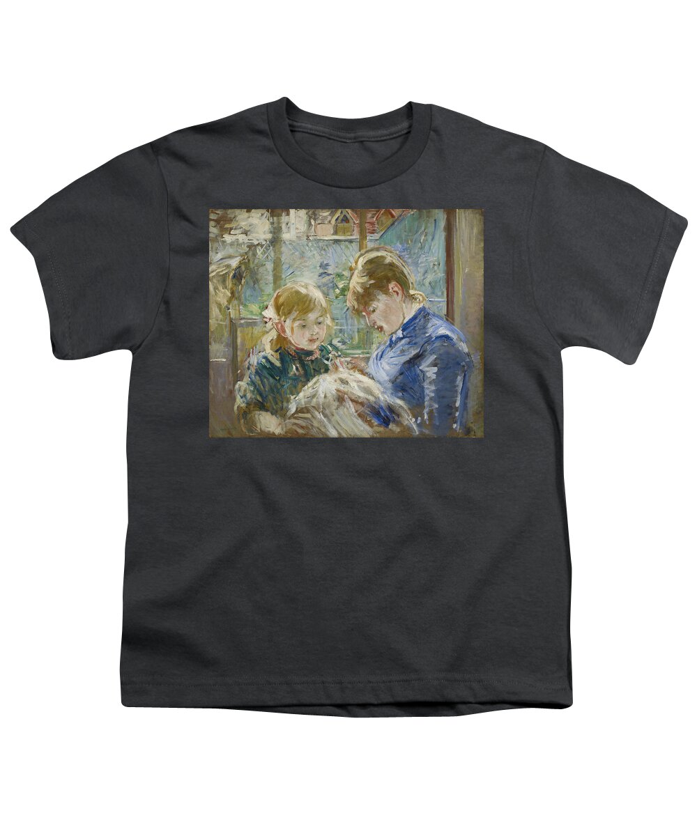 French Art Youth T-Shirt featuring the painting The Artist's Daughter, Julie, with her Nanny by Berthe Morisot