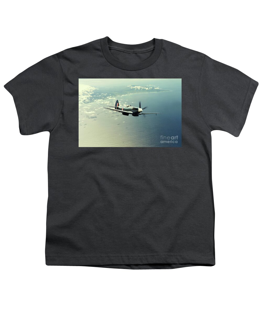 Spitfire Youth T-Shirt featuring the digital art The Big Blue by Airpower Art