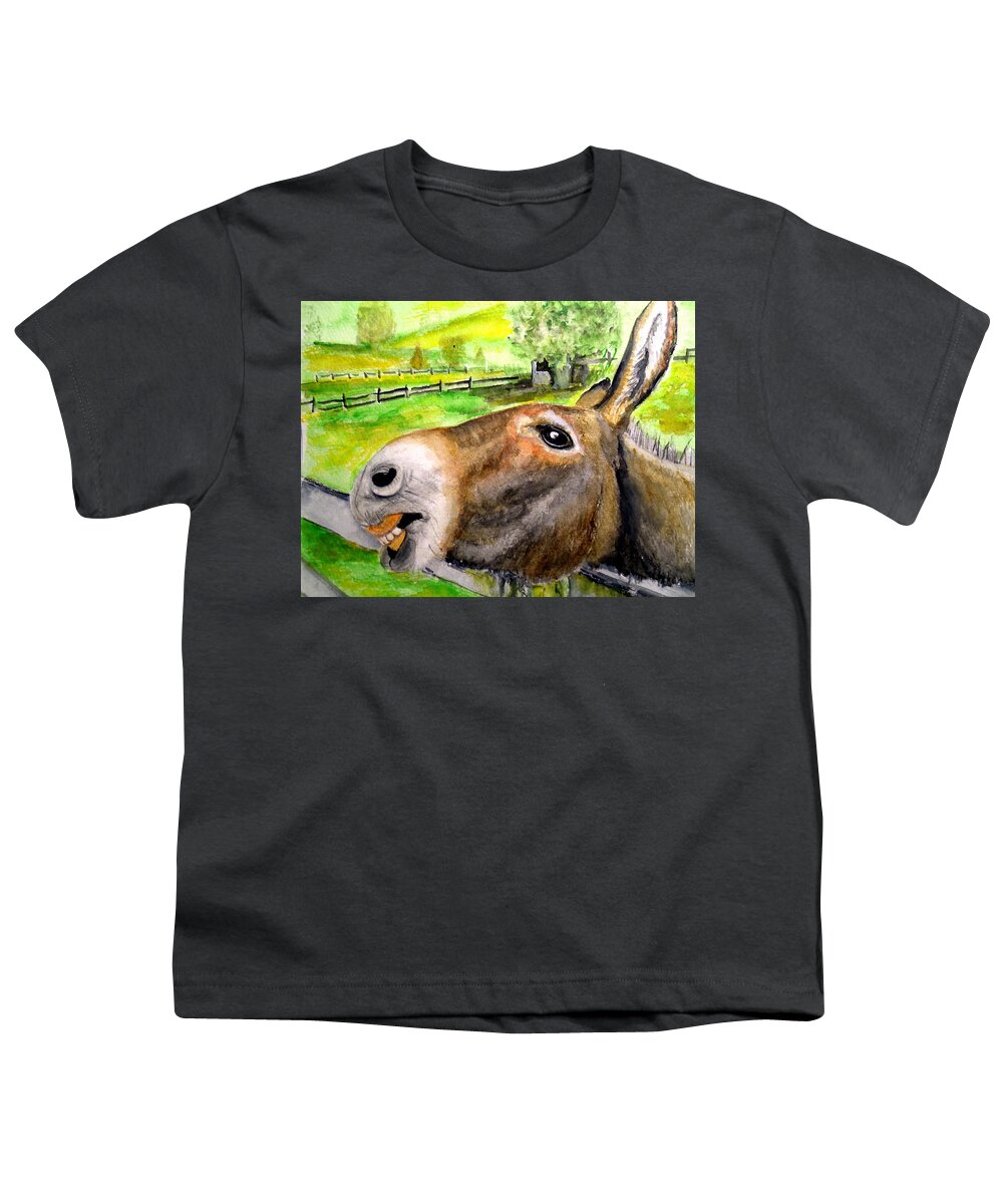 Mule Youth T-Shirt featuring the painting The Country Mule by Carol Grimes