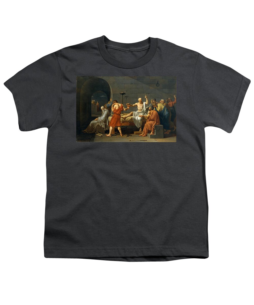 Jacques-louis David Youth T-Shirt featuring the painting The Death of Socrates by Jacques-Louis David
