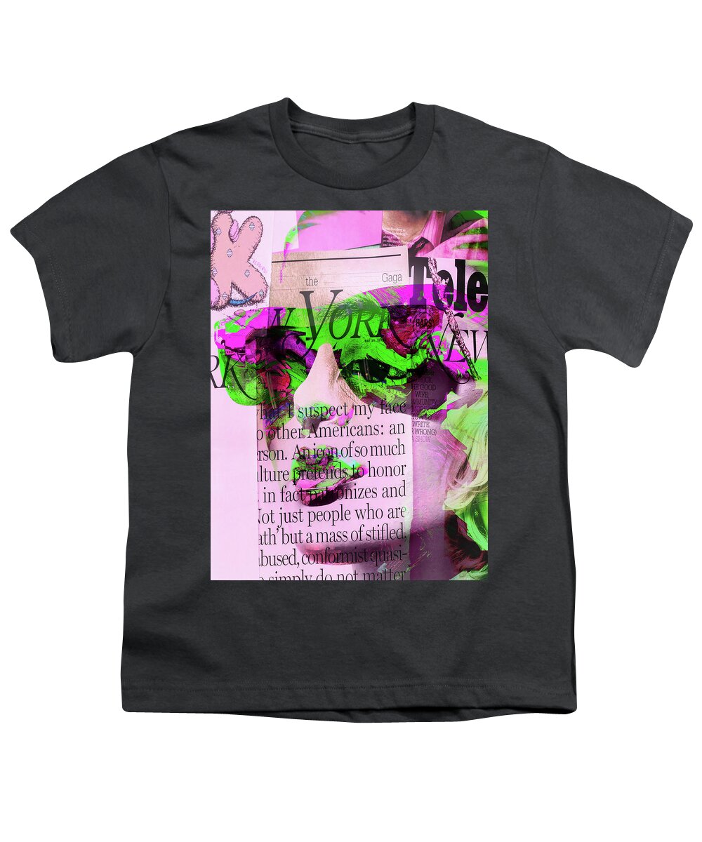 Woman Youth T-Shirt featuring the digital art The face with the letters by Gabi Hampe