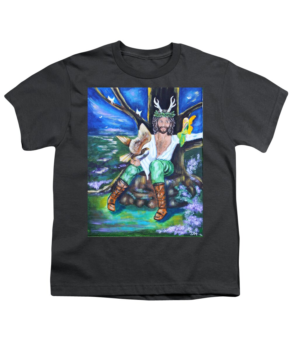 Faery Youth T-Shirt featuring the painting The Faery King by Diana Haronis