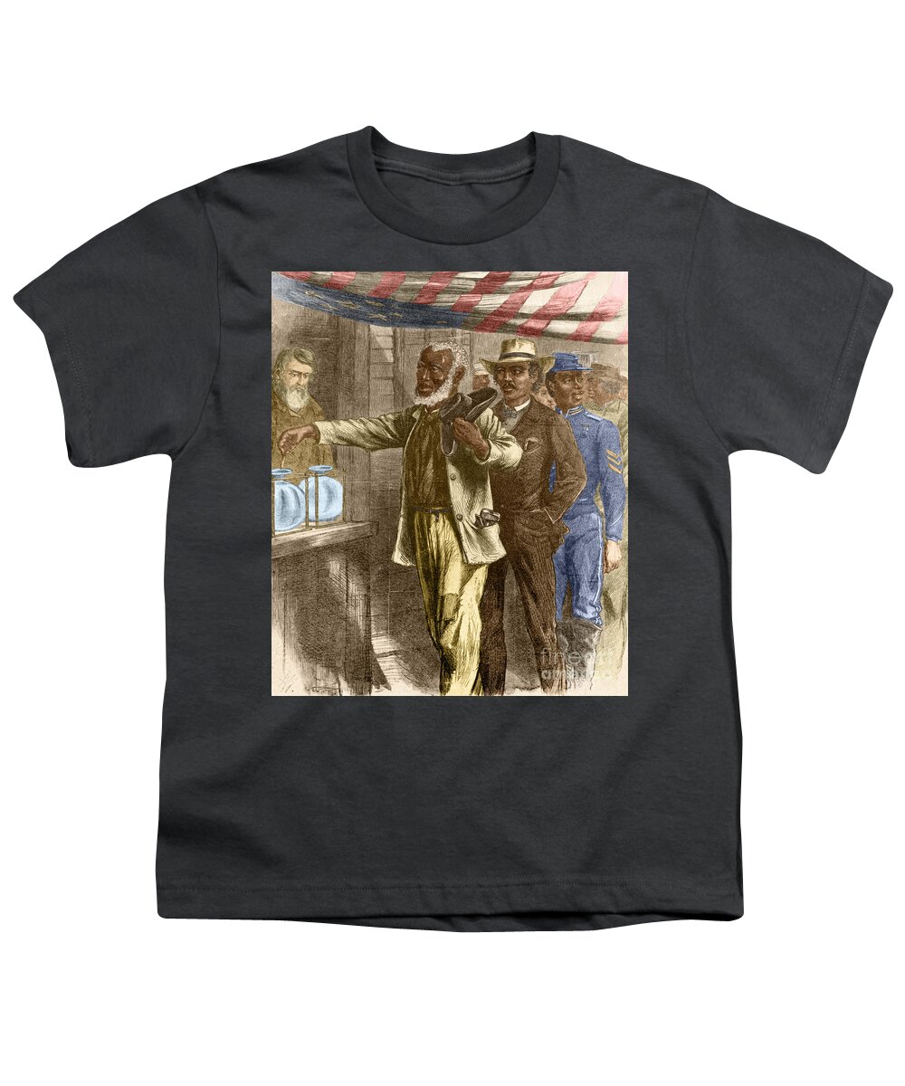 15th Amendment Youth T-Shirt featuring the photograph The First Vote 1867 by Photo Researchers