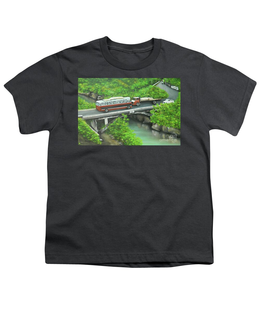 Jamaica Scene Youth T-Shirt featuring the painting The Flat Bridge Standoff by Kenneth Harris