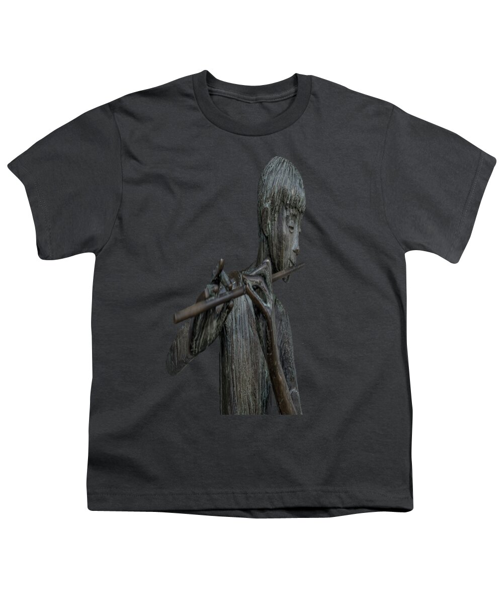 Flute Youth T-Shirt featuring the painting The flute Player by David Dehner