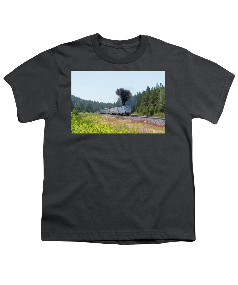 Amtrak Youth T-Shirt featuring the photograph The GE Burp by Jim Thompson