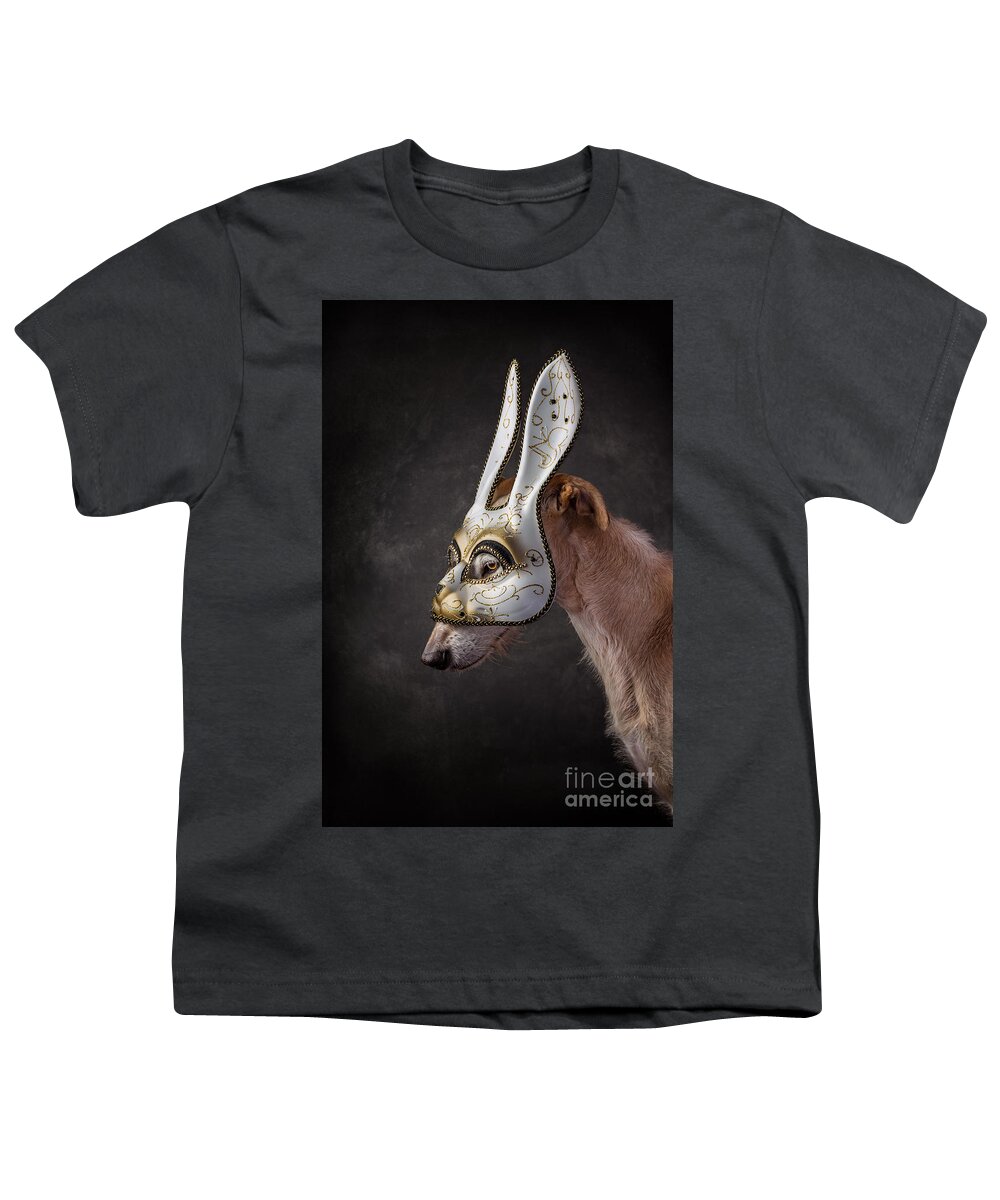 Dog Youth T-Shirt featuring the photograph Dog wearing Rabbit Mask by Travis Patenaude