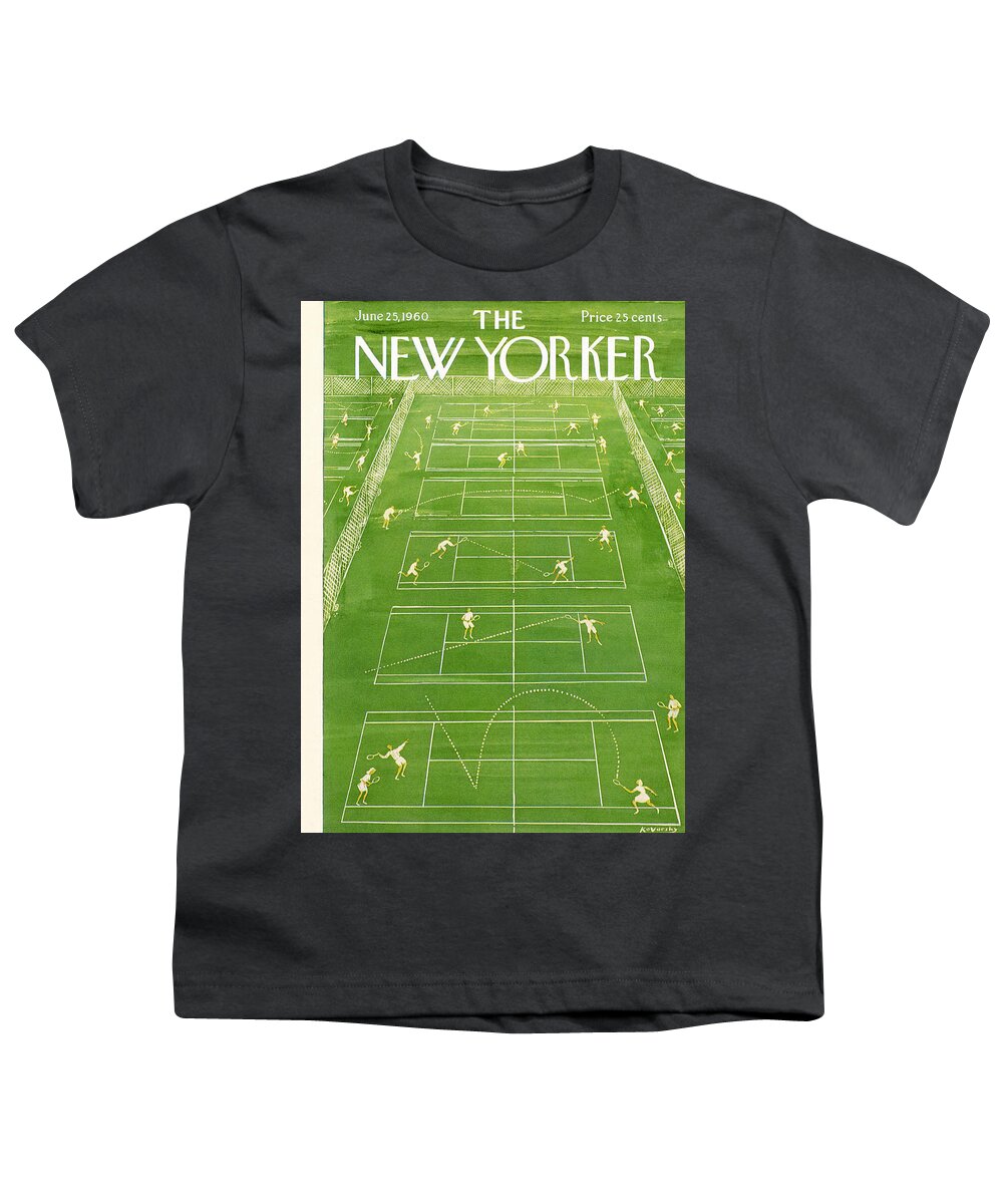 Tennis Youth T-Shirt featuring the painting New Yorker Cover - June 25th, 1960 by Anatol Kovarsky