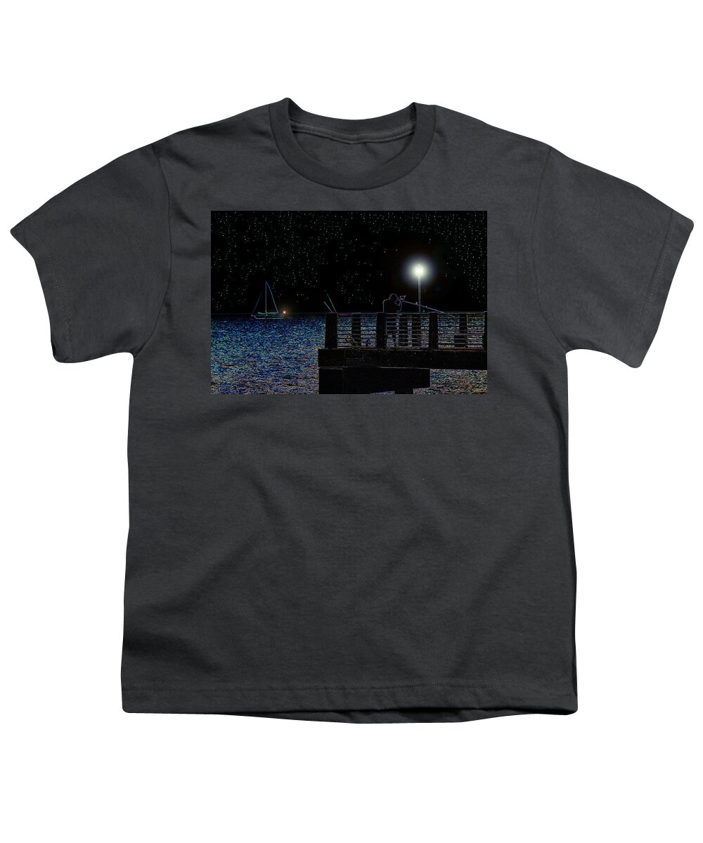 Casting Youth T-Shirt featuring the painting The Night Caster by David Lee Thompson