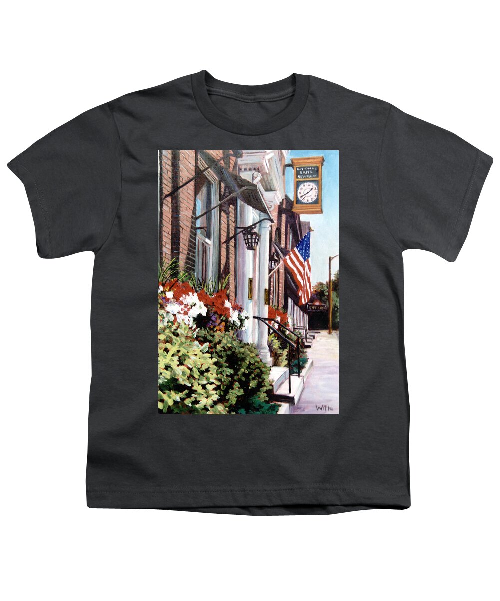 Historic Town Youth T-Shirt featuring the painting The Old Clock by Marie Witte