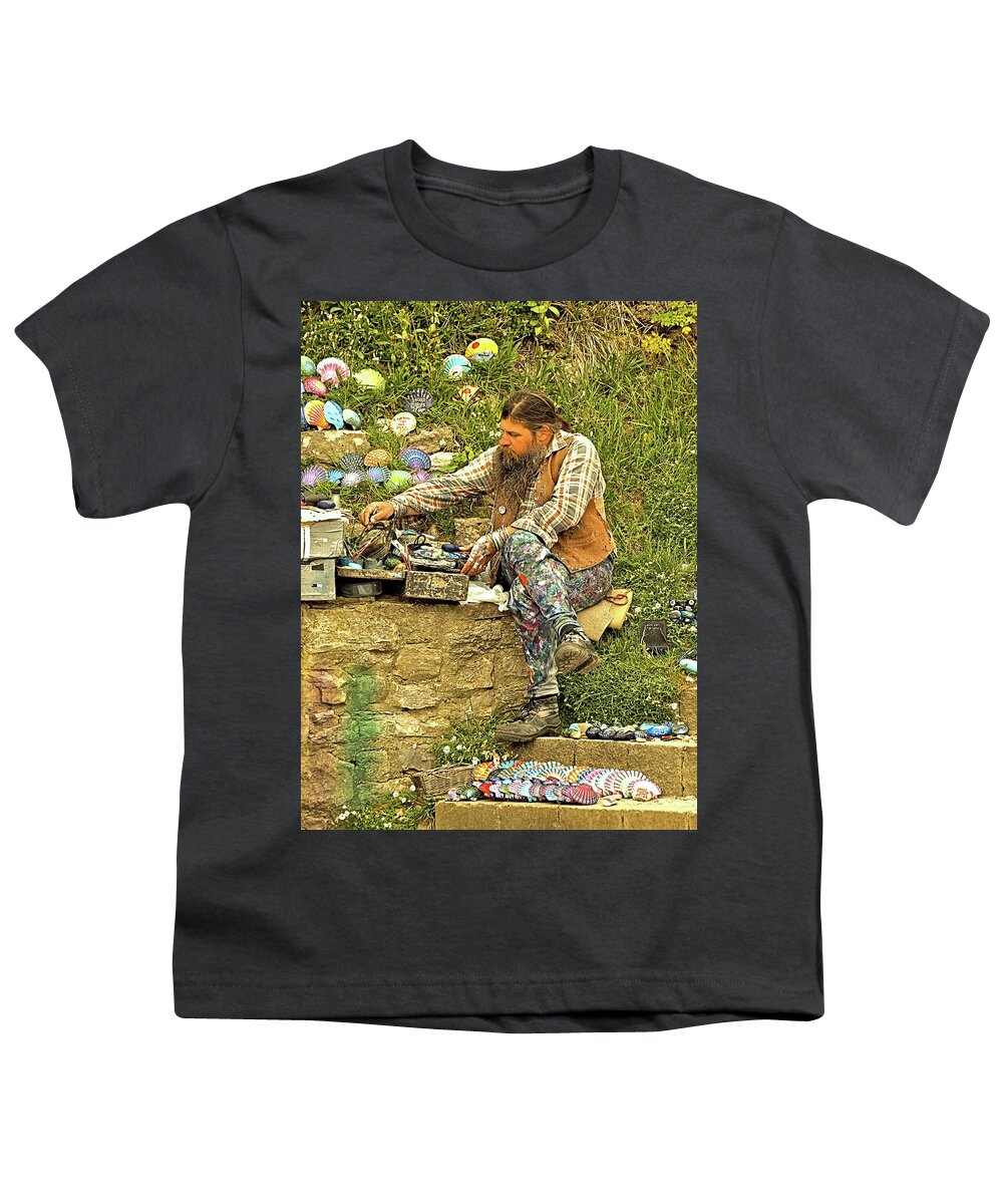 Candids Youth T-Shirt featuring the photograph The Shell Artist by Richard Denyer