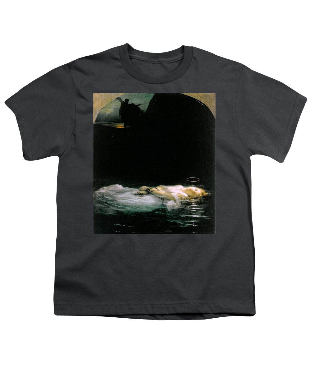 Paul Delaroche - The Young Martyr 1855 Youth T-Shirt featuring the painting The Young Martyr by MotionAge Designs