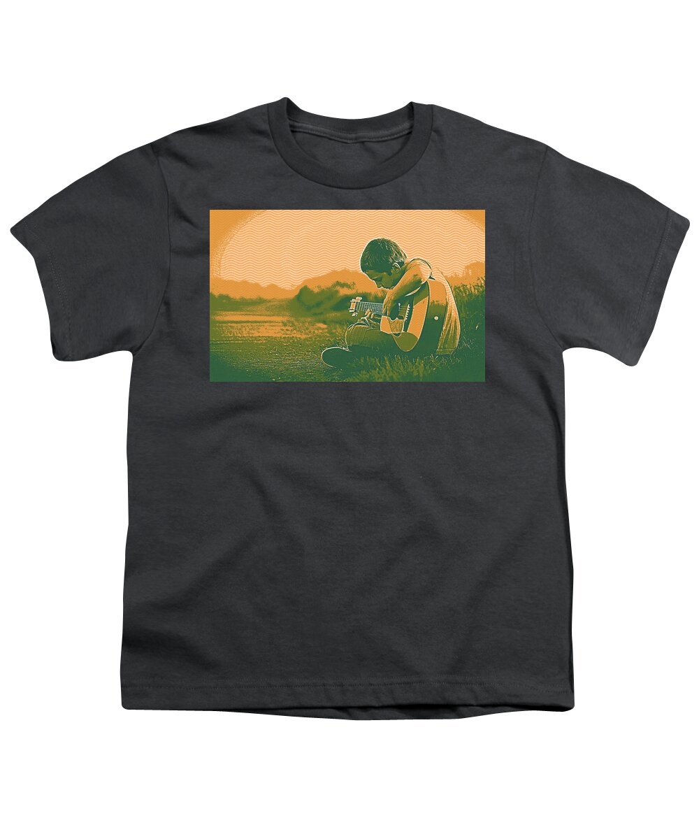 Man Youth T-Shirt featuring the painting The young musician 2 by Celestial Images