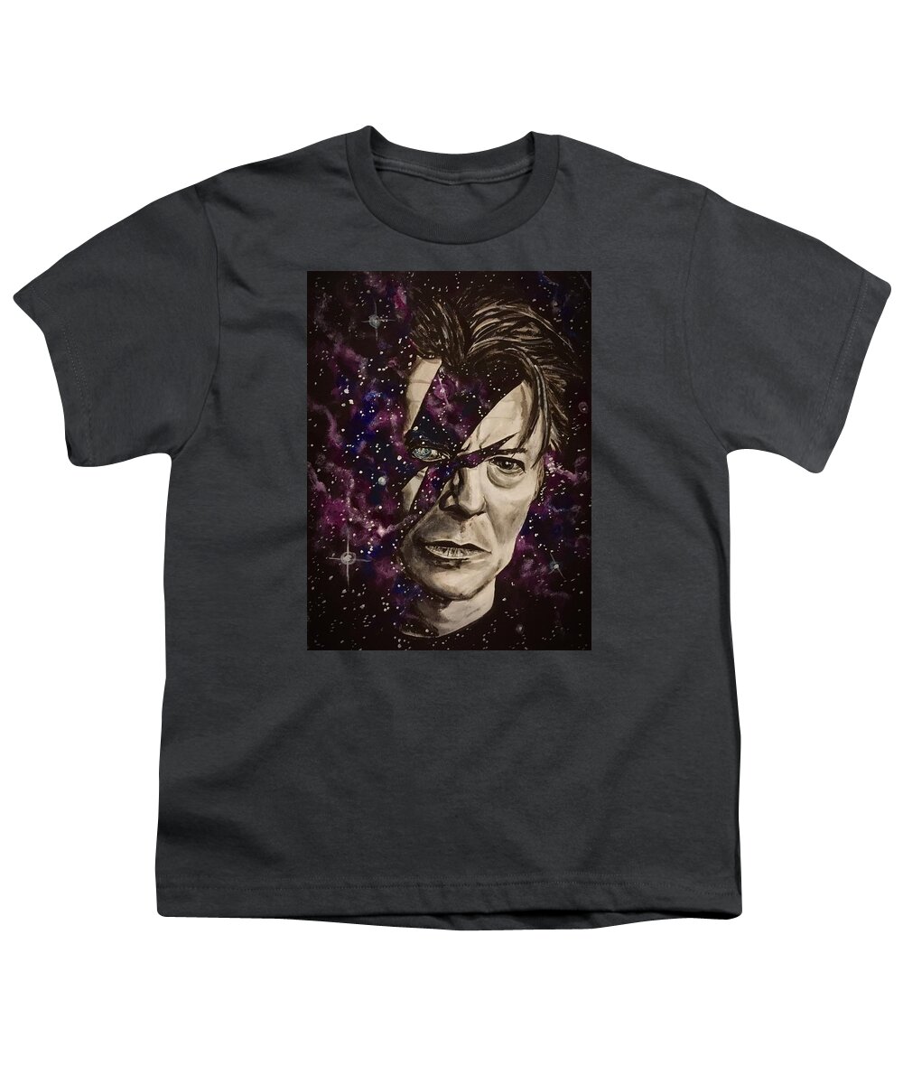 David Bowie Youth T-Shirt featuring the painting There's A Starman Waiting In The Sky by Joel Tesch