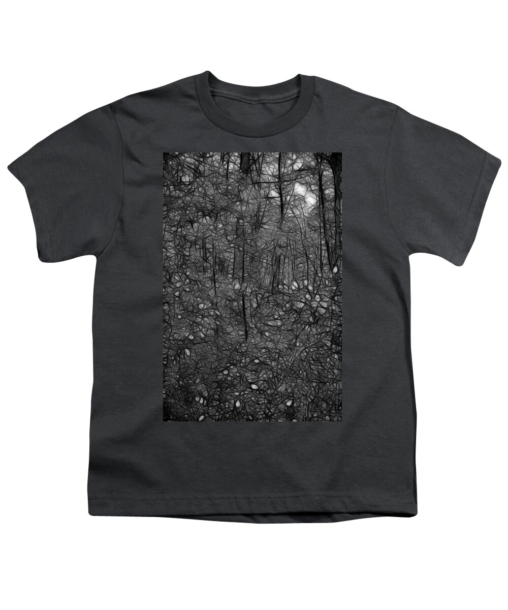 Thoreau Youth T-Shirt featuring the photograph Thoreau Woods Black and White by Lawrence Christopher