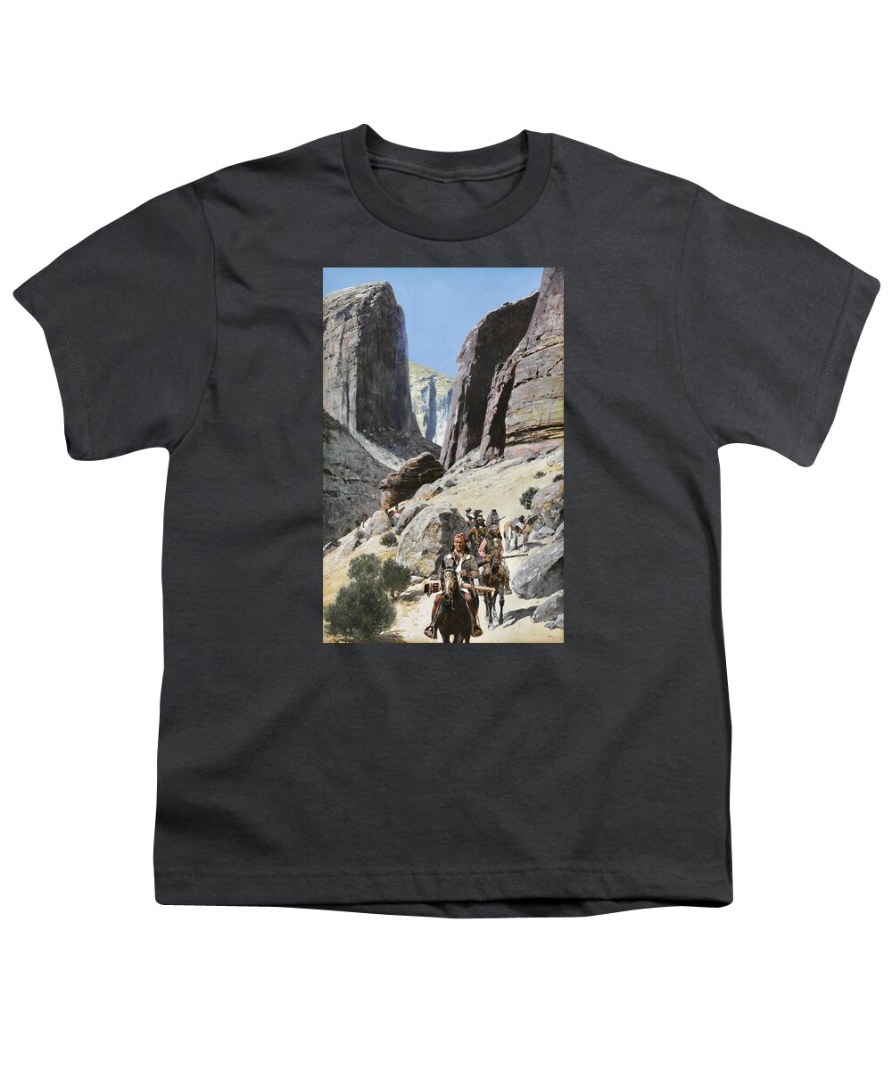 Henry Francois Farny Youth T-Shirt featuring the painting Through the Pass by Henry Francois Farny