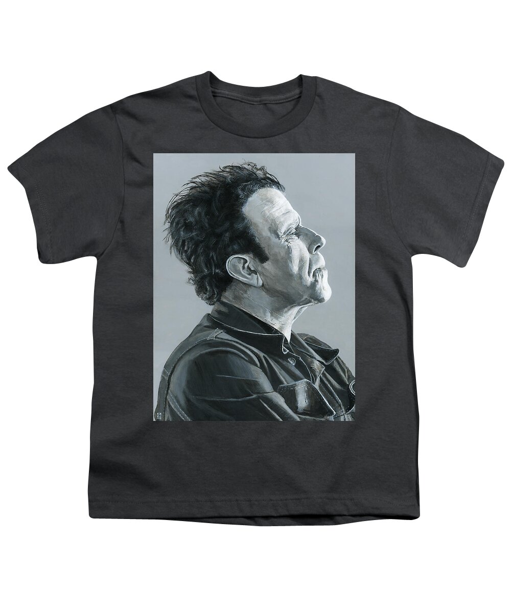 Tom Waits Youth T-Shirt featuring the painting Tom Waits by Matthew Mezo