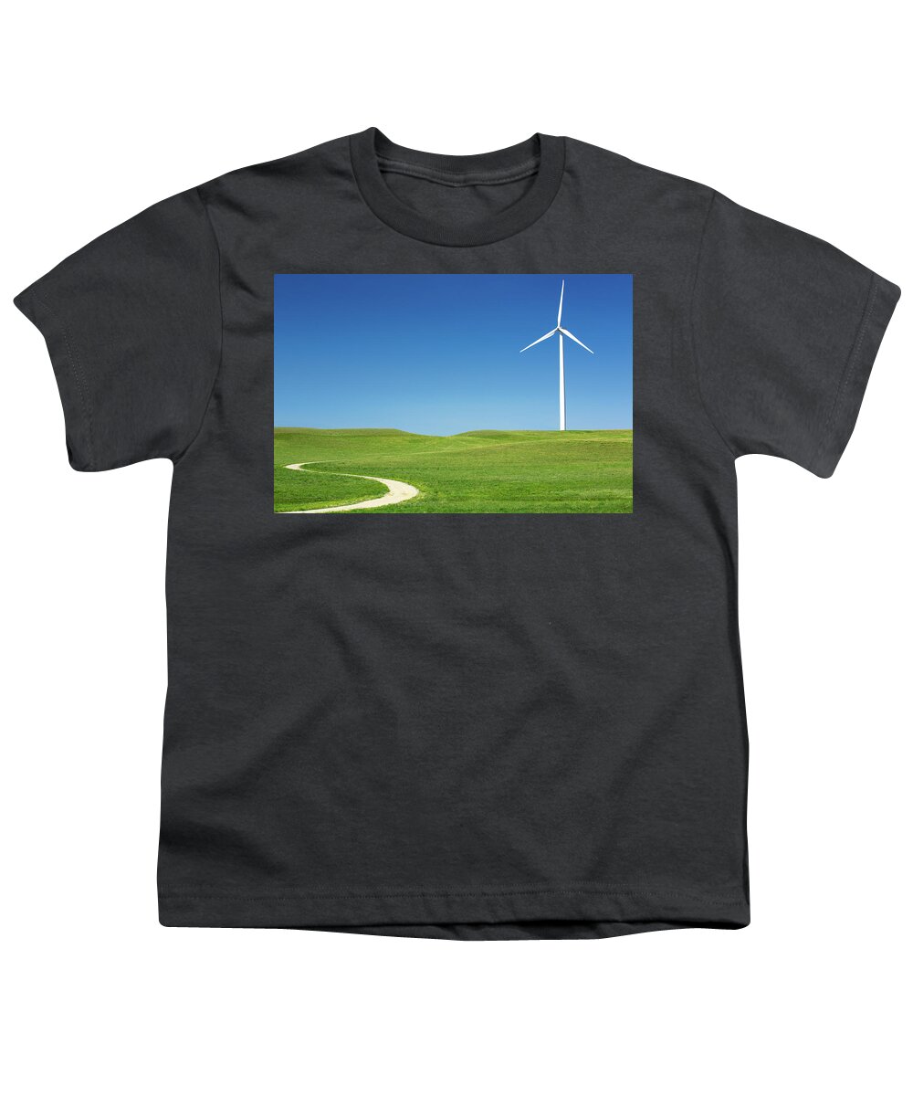 Wind Turbine Youth T-Shirt featuring the photograph Trail Turbine by Todd Klassy