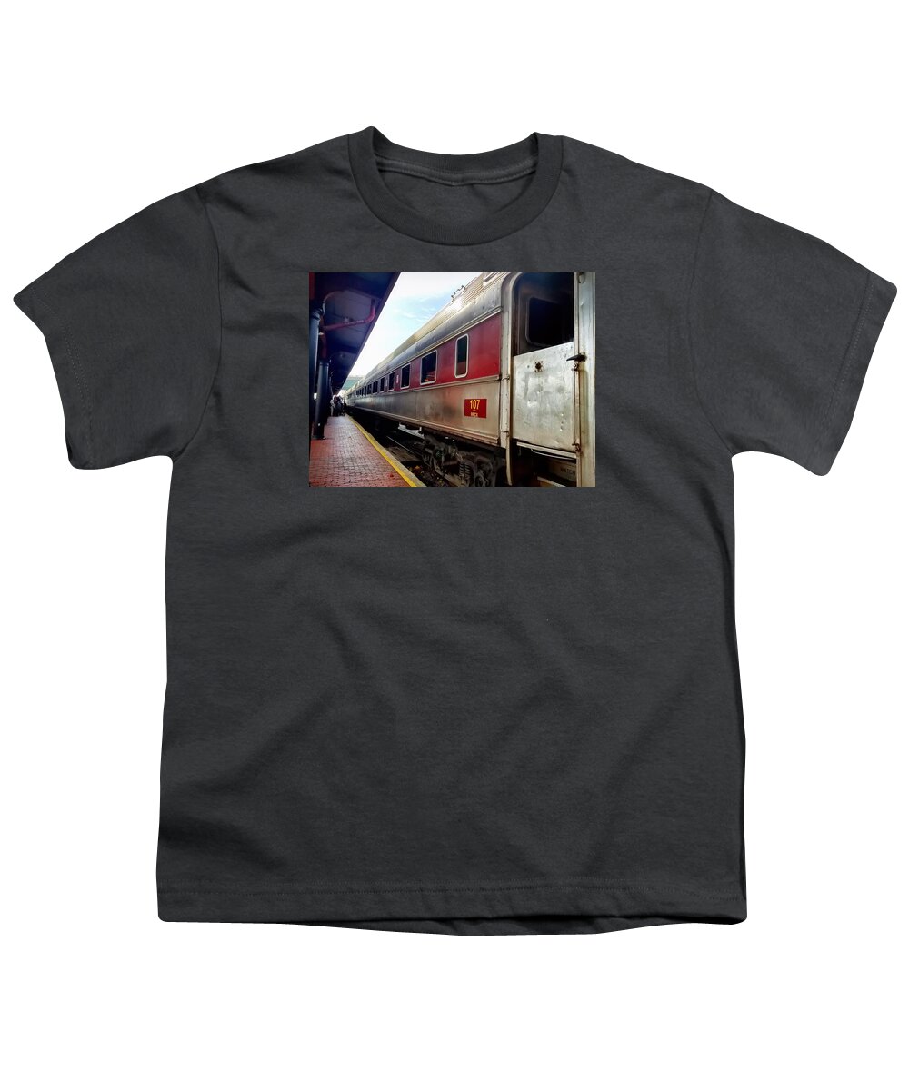 Train Youth T-Shirt featuring the photograph Train Station by Chris Montcalmo