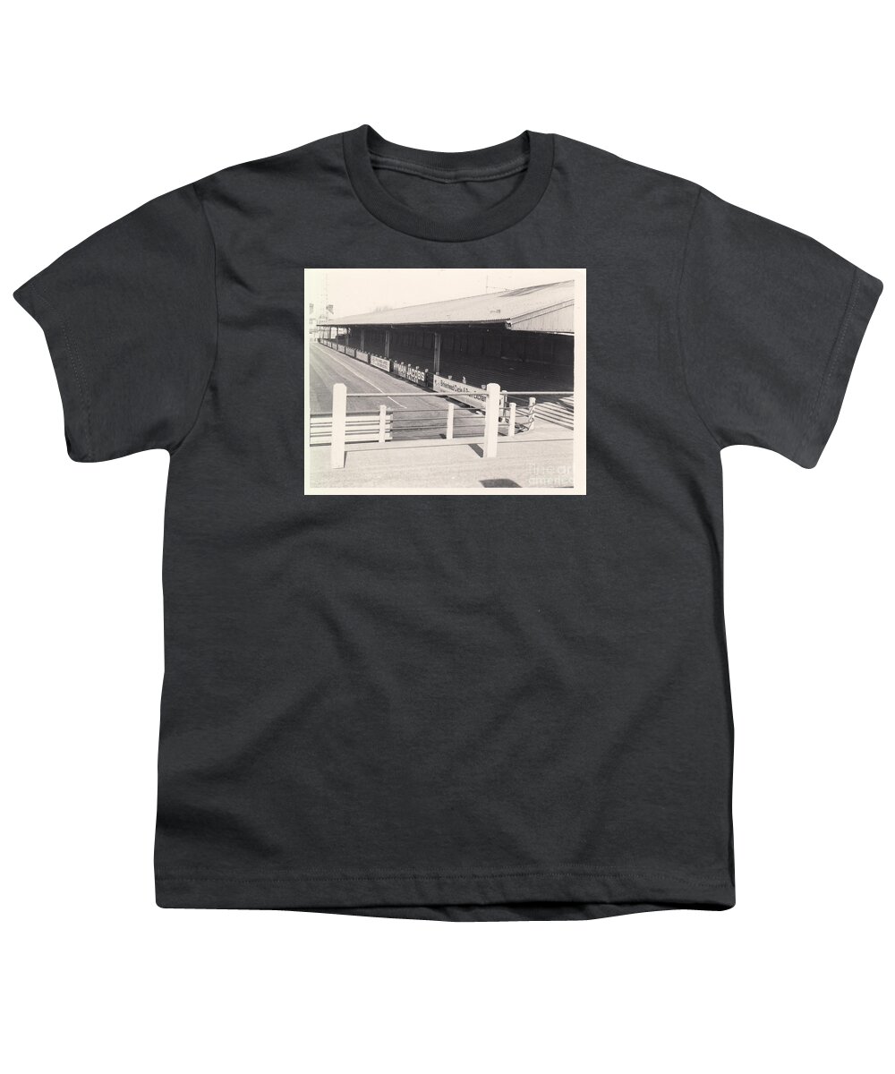  Youth T-Shirt featuring the photograph Tranmere Rovers - Prenton Park - Borough Road Stand 1 - BW - 1967 by Legendary Football Grounds