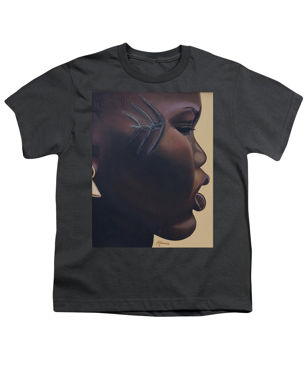 Tribal Mark Youth T-Shirt featuring the painting Tribal Mark by Kaaria Mucherera