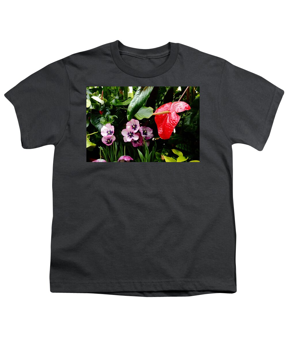 Flower Youth T-Shirt featuring the photograph Tropical Flamingo Red by Allen Nice-Webb