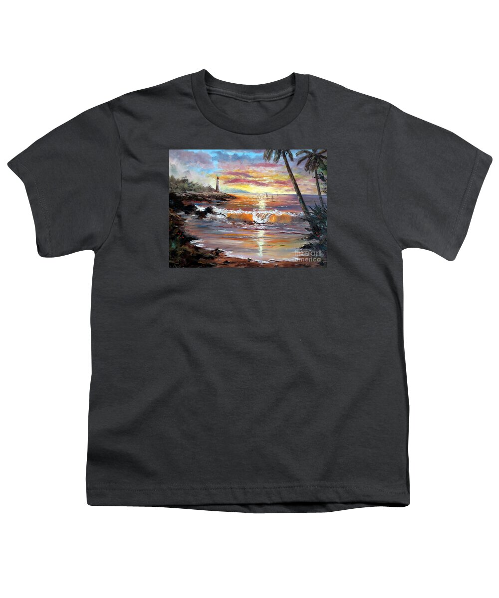 Sunset Youth T-Shirt featuring the painting Tropical Sunset by Lee Piper