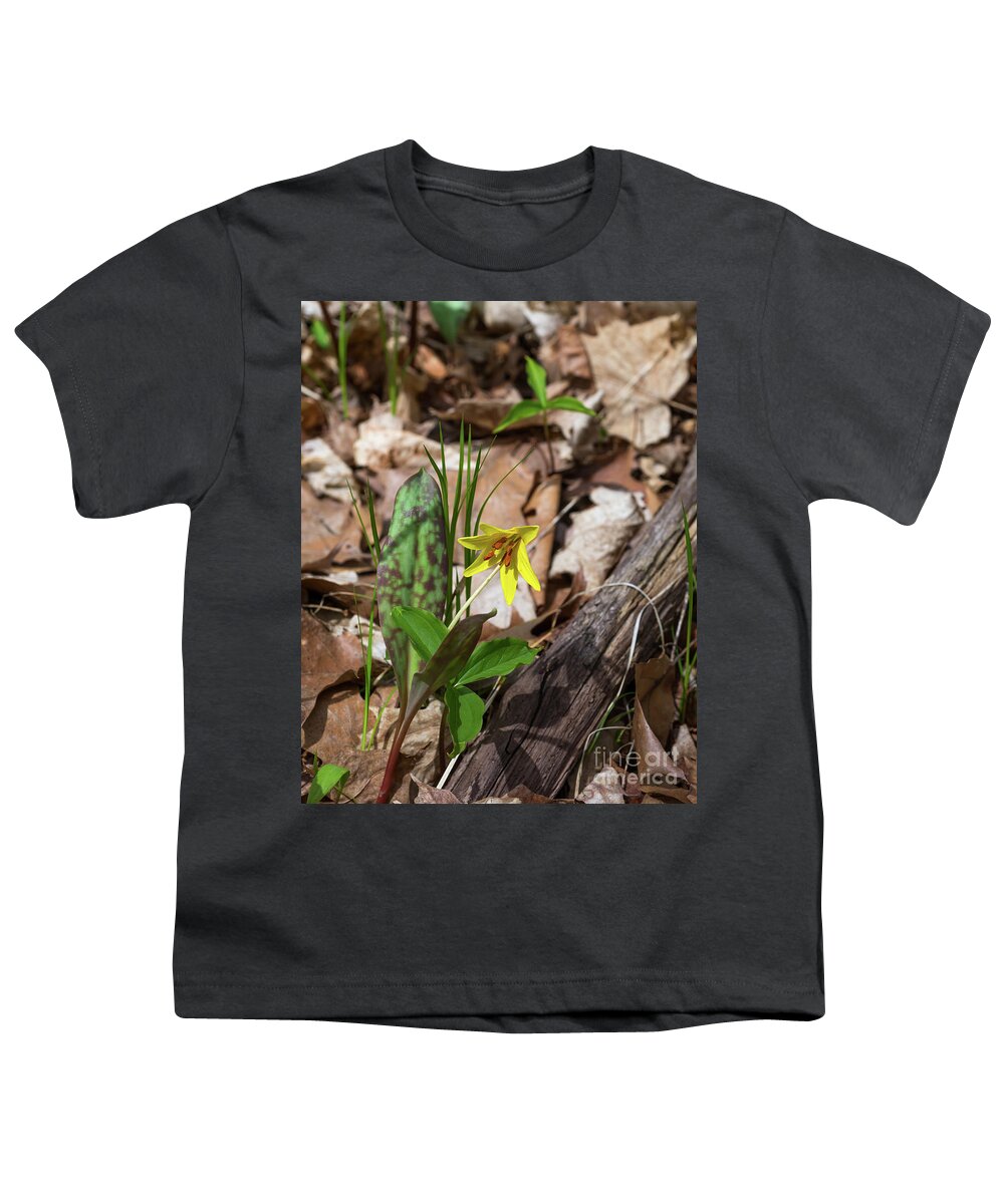 Trout Youth T-Shirt featuring the photograph Trout Lily Flower by Les Palenik