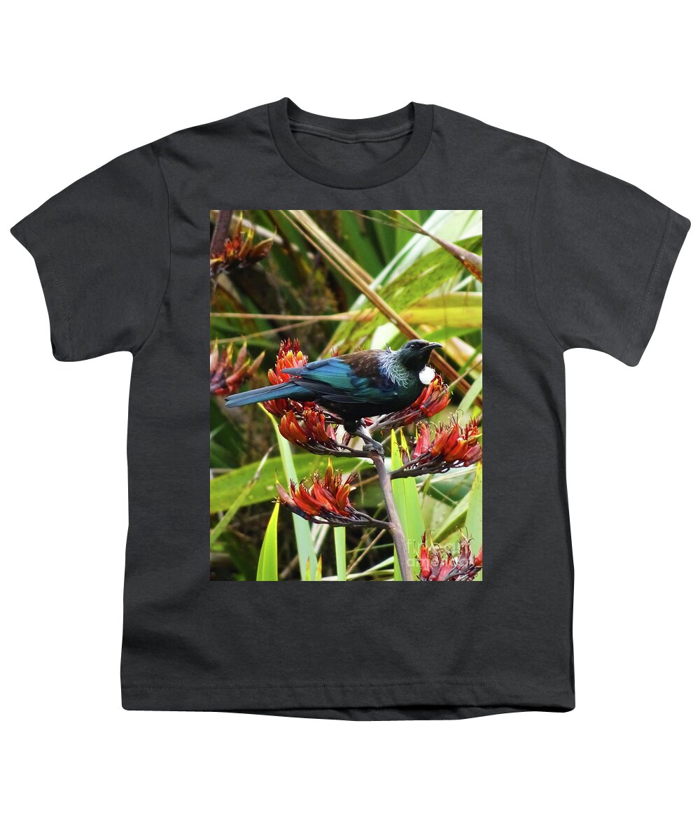 Tui Youth T-Shirt featuring the photograph Tui in Flax by Angela DeFrias