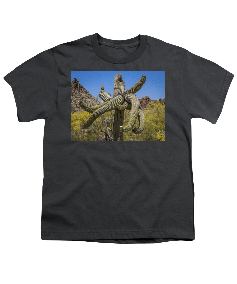 Jean Noren Youth T-Shirt featuring the photograph Twisted Saguaro by Jean Noren