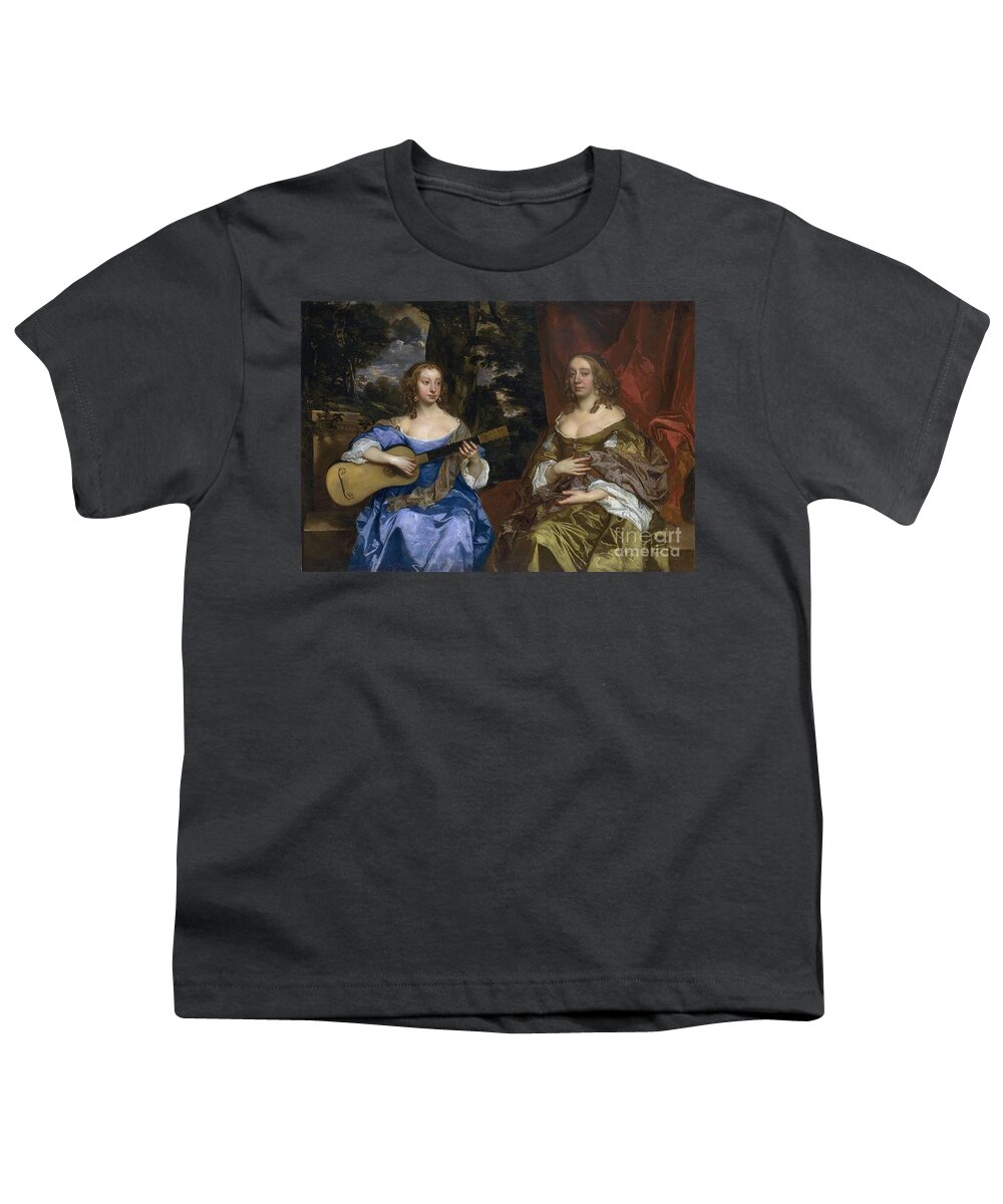 Sir Peter Lely (1618&-8209;1680) Two Ladies Of The Lake Family Youth T-Shirt featuring the painting Two Ladies of the Lake Family by MotionAge Designs