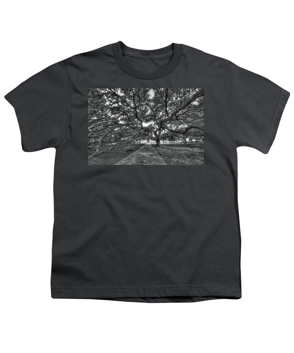 Century Tree Youth T-Shirt featuring the photograph Under the Century Tree - Black and White by David Morefield
