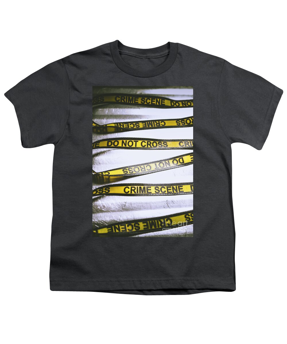 Crime Youth T-Shirt featuring the photograph Unwrapping a murder investigation by Jorgo Photography