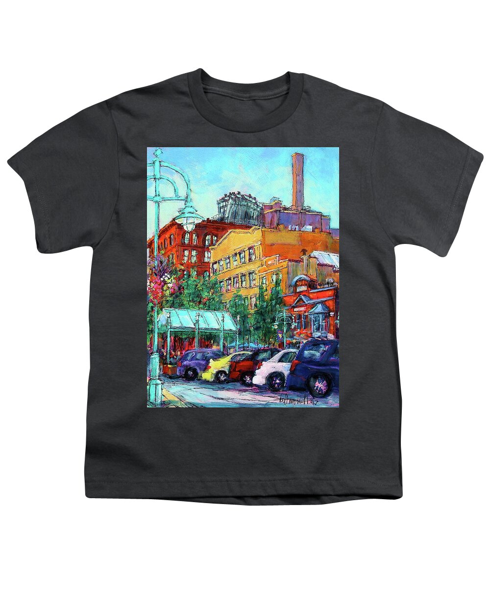 Painting Youth T-Shirt featuring the painting Up On Broadway by Les Leffingwell