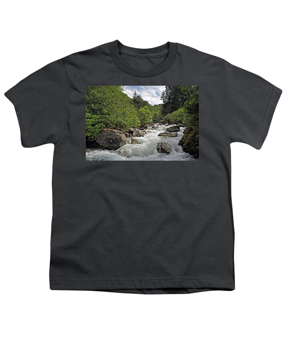 Juneau Youth T-Shirt featuring the photograph Upper Gold Creek by Cathy Mahnke