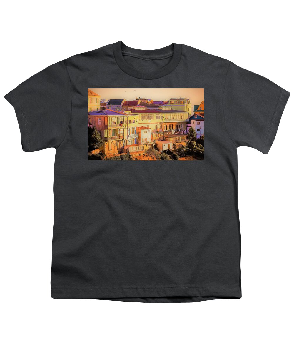 Valparaiso Youth T-Shirt featuring the photograph Valparaiso Scape - Artistic Effects by Mark Mitchell