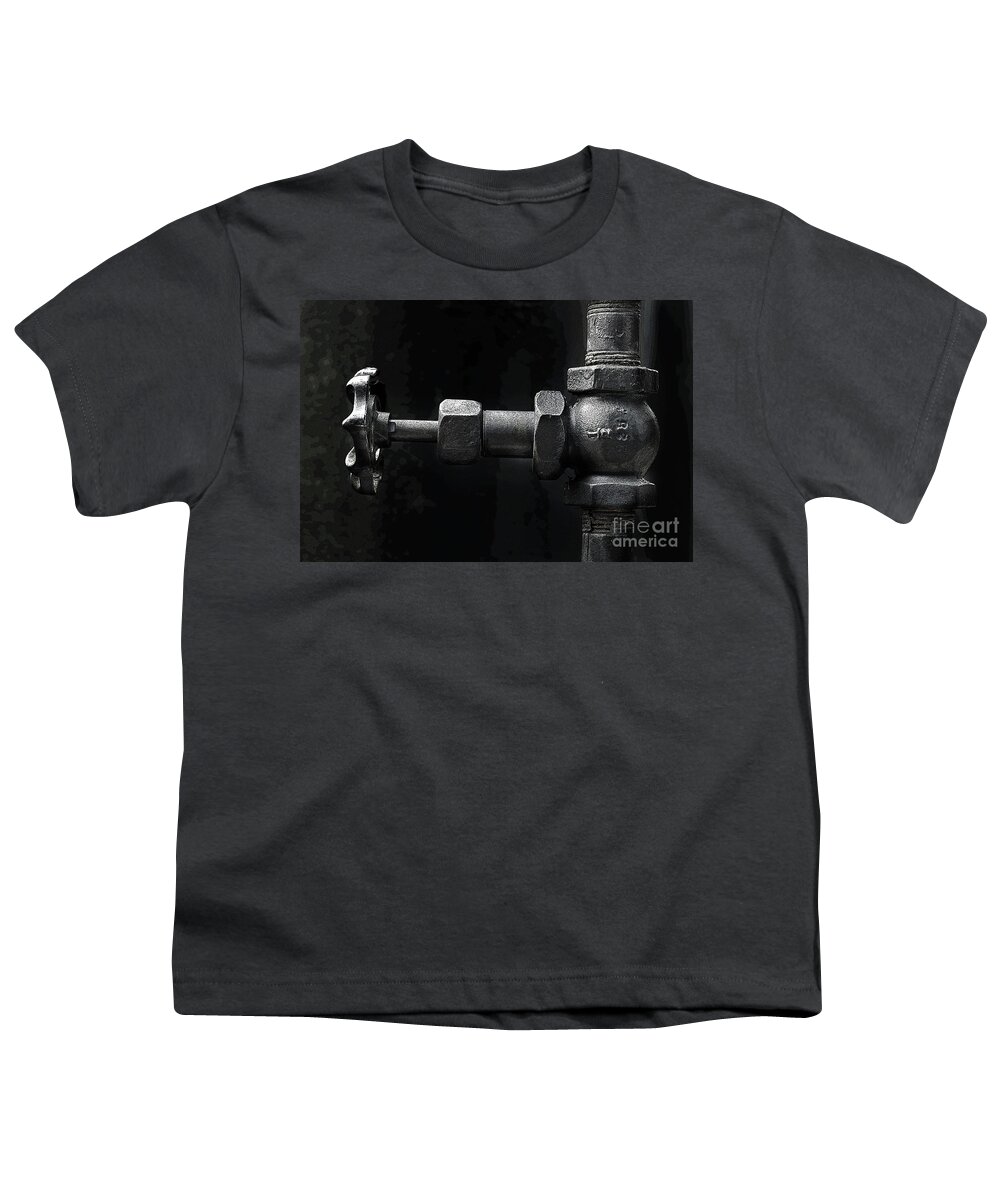Steam Valve Shutoff Youth T-Shirt featuring the photograph Valve by Mike Eingle