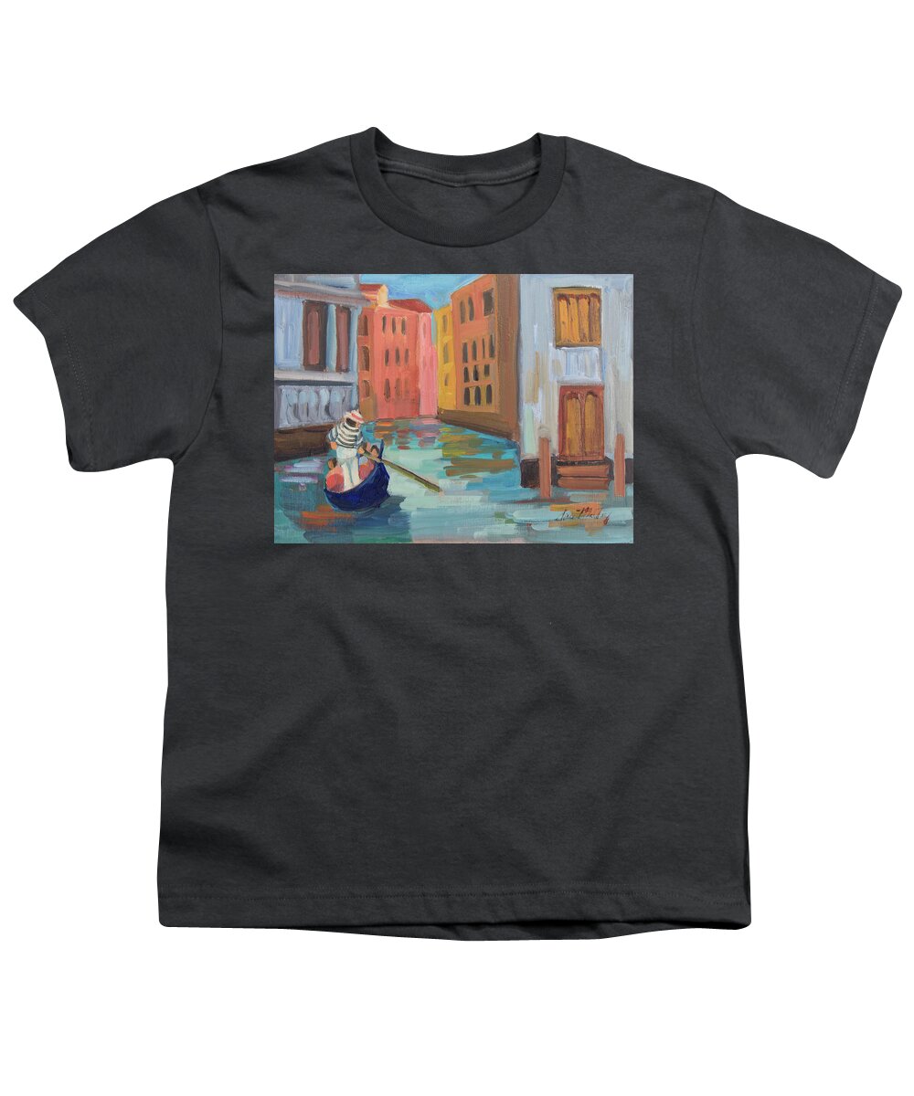 Venice Youth T-Shirt featuring the painting Venice Gondolier 2 by Diane McClary