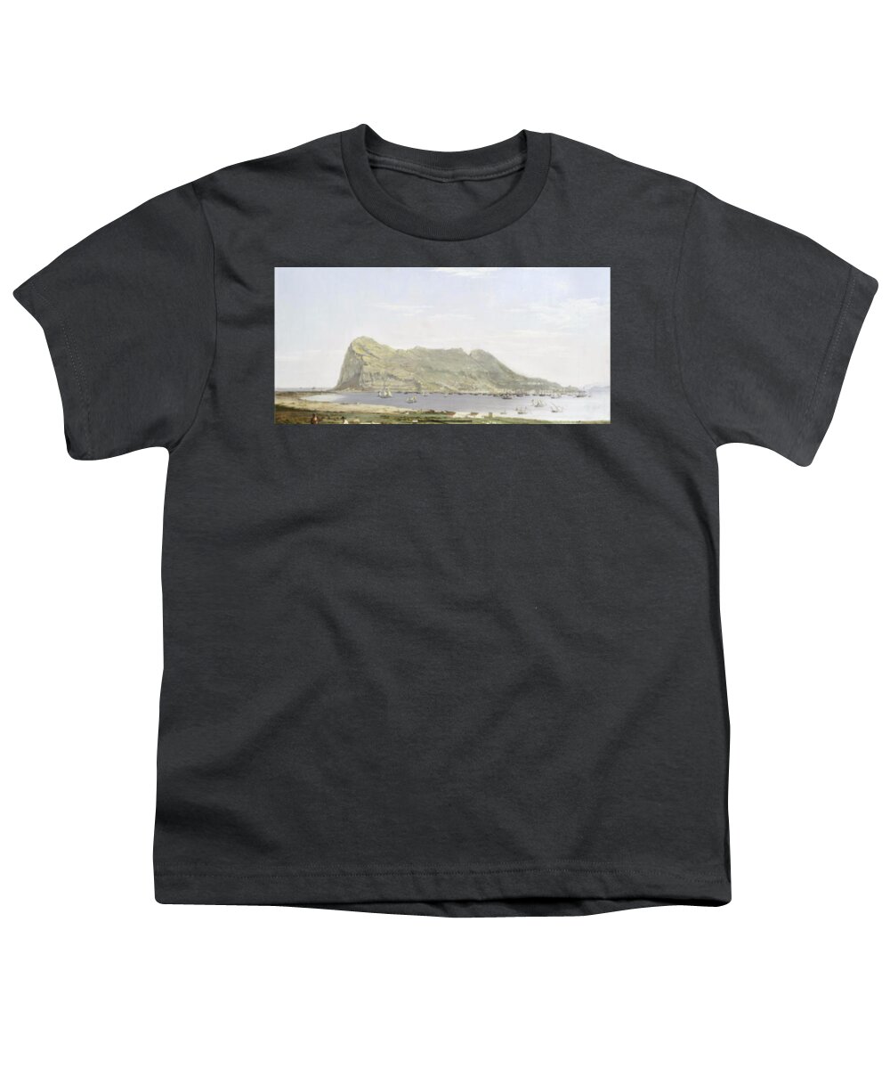 Attributed To Thomas Ender (austrian Youth T-Shirt featuring the painting View of the Rock of Gibraltar from the mainland by MotionAge Designs